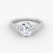 Round Cut - Pave Band - Cluster Ring - 14 K Gold